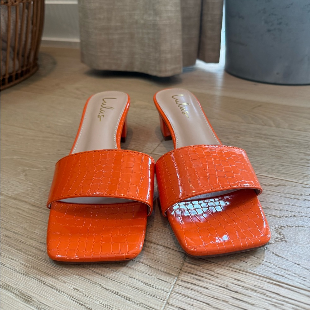 LuLus Orange Heeled Sandals